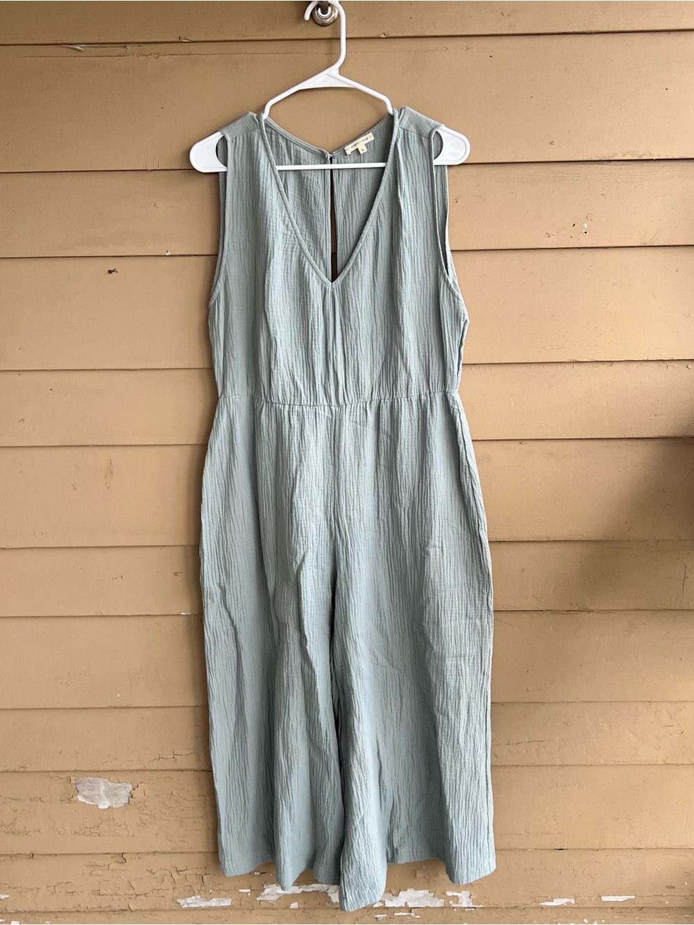 Whimsy + Row Sage Green Sleeveless V-Neck Jumpsuit